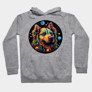 Colorful space dog with planets Hoodie